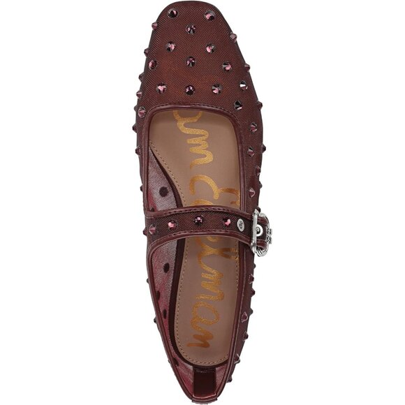 Sam Edelman Women French Merlot Polyester Michaela Buckle Ankle Strap Flat Shoes - Picture 5 of 6